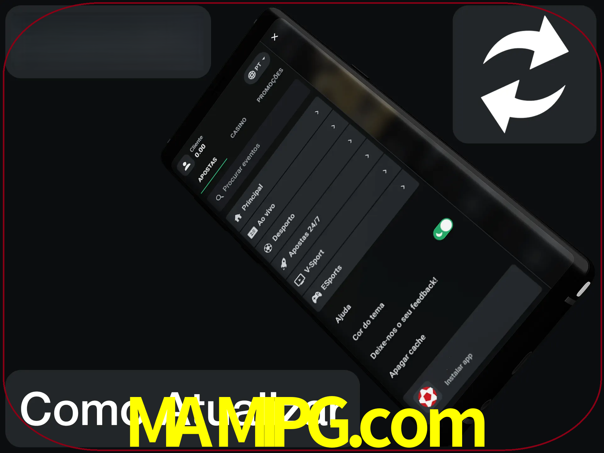 O aplicativo é atualizado automaticamente quando você faz o login.